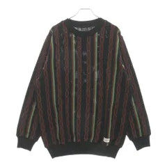 WACKO MARIA (ワコマリア) CREW NECK SWEATER TYPE 1 ストライプ ジャガード クルーネックニット セーター ブラック 24SS-WMK-KN22