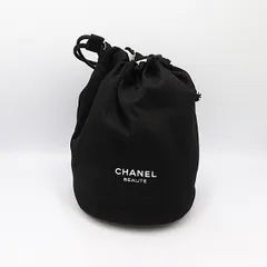 箱付 良品 シャネル ラ・コレクション ポーチ 巾着 コットン ブラックカラー ブランド 小物 KMR 2000000 NSK