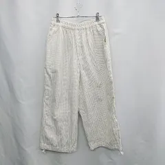 ◇ Θ SM2 サマンサ モスモス ウエストゴム ストライプ柄 クロップド丈 ワイドパンツ サイズF ベージュ系 レディース E  【1502180026645】