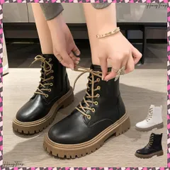送料無料 厚底ショートブーツ 韓国 編み上げブーツ トラックソールブーツ レディース 歩きやすいレースアップシューズ 痛くないアンクルブーツ サイドファスナー カジュアル靴 サイドジップブーツ ストリートおしゃれ 秋冬ブーツ美脚脚長