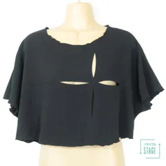 【美品！】詩仙堂 シセンドウ★ベスト ジレ ちりめん 十字切り抜き 重ね着に◎ おしゃれ♪  ブラック系 z9500ｓ