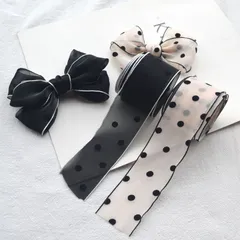 オーガンジー リボン ドット 柄 5ｍ 幅40㎜ 手芸 素材 ハンドメイド