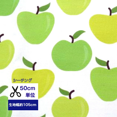 【シーチング】爽やか青りんご　コットン100%  入園　入学