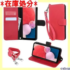 wisers Galaxy A23 5G SC-56C / SCG18 対応 手帳型 スマホケース レッド ストラップ 2種付き ハンドストラップ/ネックストラップ カードホルダー 牛革調PUレザー 2022 新型 532