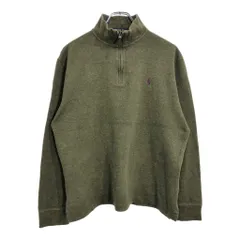 Polo by Ralph Lauren ポロ ラルフローレン ハーフジップ コットンセーター オリーブ(メンズ S)中古 古着 V3179