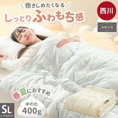 西川 肌掛け布団 もちふわマイクロ天竺 肌掛け布団 シングルロング 150×210cm 薄手 夏用 春 秋 合繊 洗える 当社限定　新品　【2S-BE05060780】