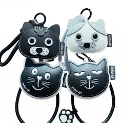 ネコ 黒 革 キーチャーム キーホルダー キーリング キーチェーン バッグチャーム ストラップ アクセサリー 紛失予防 かわいい ジュエリー 可愛い 雑貨 鍵 車 レディース カップル 小物 ギフト プレゼント