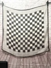 大判スカーフ ショール ストール 白黒 モノトーン チェック ドット ポリエステル 85×85