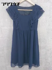 ◇ ef-de エフデ フレンチスリーブ 膝丈 ワンピース サイズ7 ネイビー *  【1002800468102】