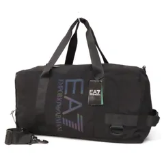 OF25050 美品 EA7 EMPORIO ARMANI エンポリオアルマーニ ロゴプリント ナイロン 2WAY ボストンバッグ ショルダーバッグ スポーツバッグ 鞄 シューズポケット 黒 ブラック