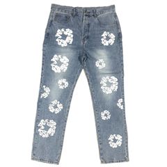 デニムティアーズ フラワープリント プルオーバーパーカー スカイ  