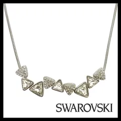 【SWAROVSKI】トライアングル ラインストーン ネックレス シルバーカラー 三角 クリスタル ペンダント スワロフスキー (MM-129)