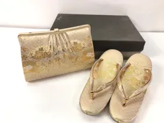 【訳あり特価・匿名配送OK】草履 バッグ セット ／ Zori & Clutch Bag 金古典織り [Mサイズ] 振袖・留袖に◎ 和装小物