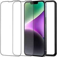 【人気商品】保護フィルム 液晶 全面保護 強化ガラス アイフォン14 用 用 画面 14 保護ガラス iPhone ガイド枠付き ガラスフィルム 2枚セット