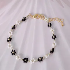 韓国風‎𓍯フラワーブレスレット ビーズアクセ