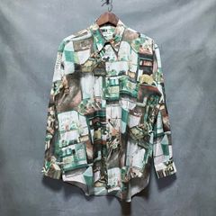 Paul Smith LONDON ポールスミス OLD archive イタリア生地 総柄 アートプリント コットン シャツ size.L グリーン オールオーバー