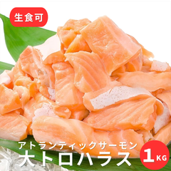 ノルウェー産「アトランティックサーモン 大トロ ハラス」1kg 500g×2パック