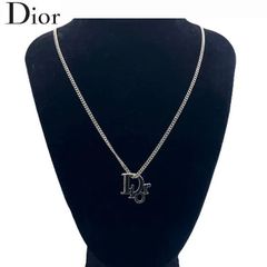 DIOR ディオール オブリーク ネックレス ペンダント サイドストーン ロゴ シルバー
