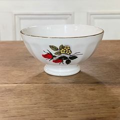 フランスアンティーク 　カフェオレボウル　赤と黄のブーケ　ビンテージA【646】