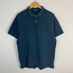 POLO RALPH LAUREN ポロラルフローレン ポロシャツ 刺繍ロゴ ネイビー XLサイズ メンズ 古着 トラッド