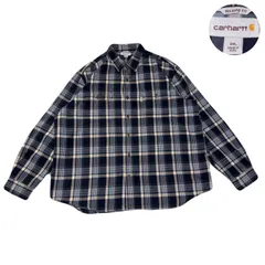 Carhartt カーハート BDShirt ボタンダウンシャツ RelaxedFit リラックスフィット CheckPattern チェック柄 LogoTag ロゴタグ ワンポイント Cotton コットン Navy ネイビー 紺 2XL