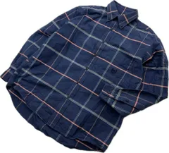 CHAPS RALPH LAUREN ☆ 格子 ライン 長袖 ボタンダウン シャツ ネイビー M アメカジ プレッピー 古着 チャップス ラルフローレン■CE342