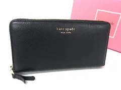 ■美品■ kate spade ケイトスペード PWR00059 レザー ラウンドファスナー 長財布 ウォレット 札入れ レディース ブラック系 DI8968