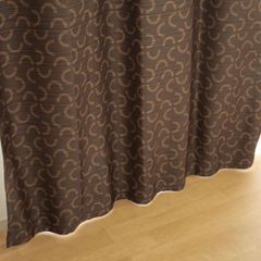 【2級遮光】厚地カーテン　ブラウン　ホースシュー柄　馬蹄柄　巾100cm×丈178cm（2枚組）