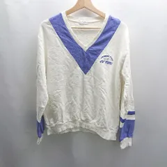 ◇ ⊇ YONEX ヨネックス 綿 長袖 トレーナー サイズM ホワイト パープル メンズ E  【1503060017364】