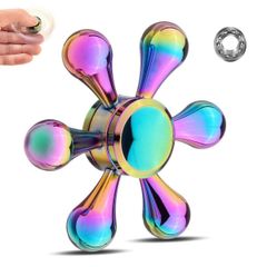 【在庫セール】2～5分平均スピン　フォーカス玩具　ストレス解消　セラミックのボールベアリング Spinner　取り外し可能　高速回転 （レインボー） 　Hand 貝殻の虹色　水滴状 指スピナー　ハンドスピナー