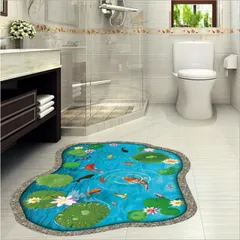 ３D ウォールステッカー 和モダン 形成池5 鯉 騙し絵 トリックアート はがせる 壁紙 シール 防水 DIY 壁 床 家具 インテリア 天井