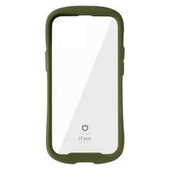 iFace Reflection iPhone 13 mini ケース クリア 強化ガラス (カーキ)【アイフェイス アイフォン 13mini カバー 透明 耐衝撃 米国MIL規格取得 ストラップホール付き】