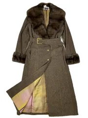 フェンディ FENDI ミンクファー カシミヤ ロングコート アウター 金ボタン ゴールド金具 茶色 ブラウン レディース ♪A11のサムネイル