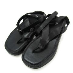 ZARA トングサンダル レザー プラットフォーム サンダル ブラック 38