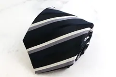 ポロ ブランド ネクタイ ストライプ柄 シルク 日本製 PO メンズ ブラック POLO 【中古】