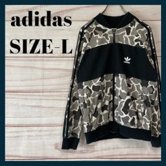 古着　アディダス　トレフォイルロゴ　フルジップ　スウェット　カモフラ　迷彩　ミリタリー　サイズL