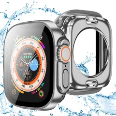 【在庫処分】Apple Watch ケース 2/1 PC素材 ガラスフィルム 一体型 防水カバー Ultra 2 in 1 カバー 前後の保護 Apple Watch アップルウォッチ カバー 耐衝撃 アップルウォッチ ケース 対応 全面保護 装着簡単 高耐久