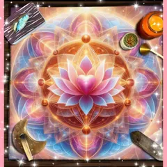 タロットクロス　リーディングマット　蓮の花　スピリチュアル　フラワーオブライフ　テーブルクロス　テーブルマット　占い　タロット