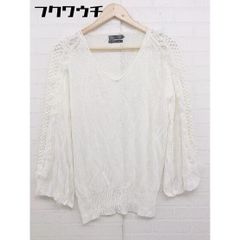 ◇ AULA アウラ Vネック 切替 長袖 ニット セーター サイズ0 ホワイト レディース 【中古】 【1107260011377】