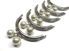 and.A がま口 10.5cm 丸型 5個セット 口金 あめ玉 シルバー ハンドメイド リメイク バッグ ポーチ 材料 DIY(パール)