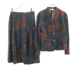 Burberrys バーバリーズ 90s オールド 花柄 カジュアル スカートスーツ 上下 セットアップ 11 深緑 レディース 古着