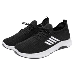 メンズ スニーカー ウォーキングシューズ スポーツ ジョギング カジュアルシューズ ランニングシューズ 室内履き 蒸れにくい 通気性 ジム (ブラック, 日本の靴のサイズ寸法, 大人, 数値, 24.5 cm) [ブラック] [24.5 cm]