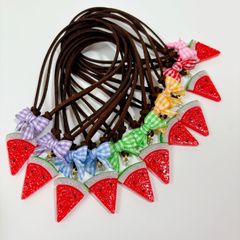 トリミングチョーカー 《056》 すいか スイカ チェックリボン 夏