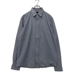 TOMMY HILFIGER 長袖 ストライプ シャツ M ライトブルー ホワイト トミーヒルフィガー ロゴ 古着卸 アメリカ仕入 a602-5068