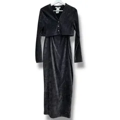 COCODEAL ココディール クラッシュベロアコンパクトカーデキャミワンピース サイズ2 ロング丈 チャコット ベロア素材 キャミワンピース カーディガン付き レディース 冬 ゴーゴー古着久喜倉庫店鴻161