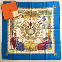 HERMES エルメス カレ スカーフ 90ｃｍ フランス革命 フリーメイソンシルク100％