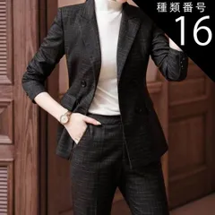 種類16：ブルーパンツ/4XL ２点セット セットアップ フォーマルスーツ  ジャケット Vネック  ストレートパンツ タイトスカート 膝丈 袖あり 長袖 襟付き ストレートパンツ 上下セット ツーピース  大人可愛い きれいめ 上品 おしゃれ 大人女子 こな