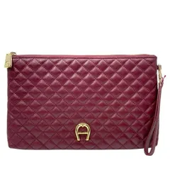 AIGNER アイグナー クラッチバッグ セカンドバッグ クラッチポシェット レザー ボルドー系