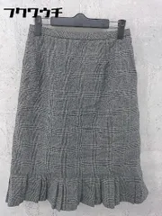 ◇ Leilian レリアン サイドジップ チェック 膝丈 フレア スカート サイズ11 グレー マルチ レディース 【中古】 【1002801058876】