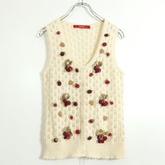 ピンクハウス☆苺&ハートモチーフいっぱい♪ニットベスト 白系